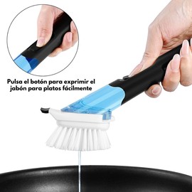 U Chef Cepillo para Platos con Dispensador de Jabón de Cocina, Cepillo para Lavar Trastes de Cocina con Agarradera, Limpiador de Platos, Sartenes, Ollas Cepillo de Llimpieza de Cocina (1 Pieza)