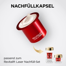 L'Oréal Paris Revitalift Laser X3 Day Cream, Firming and Plumping Anti-Ageing Face Care with Triple Effect, with Hyaluronic Acid, Vitamin C and Pro-Retinol, 50 ml Refill Capsule