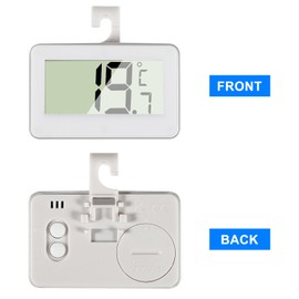 2 Piece Digital Fridge Thermometer Mini Freezer Thermometer Room Thermometer with Hooks Large LCD Display °C/°F Convertible with Hanging Hook for Kitchen Home