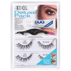 ARDELL Deluxe Pack - Style 120, 2 x Paar Echthaarwimpern mit Duo Wimpernkleber und Applikator zum Anbringen der künstlichen Wimpern, für Fake Lashes, 26 gr.