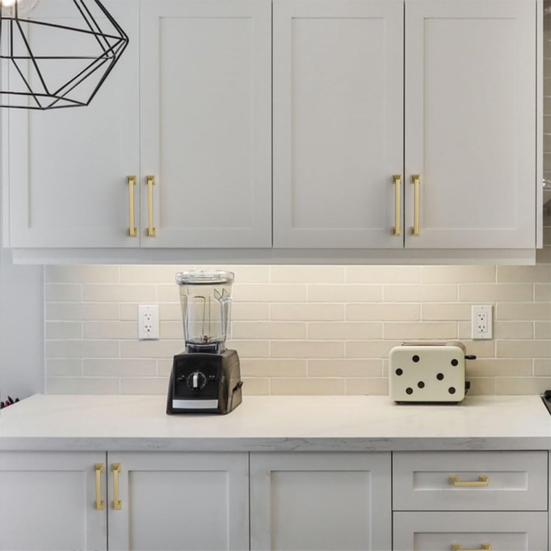 Amerdeco 10 Pack Brushed Gold Cabinet Pulls 5 Inch(128mm) Hole