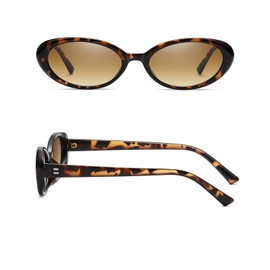 JieJieko Retro Oval Sunglasses for Women and Men Vintage Style Cat Eye Glasses UV400 Protection (Lepord/Grey)