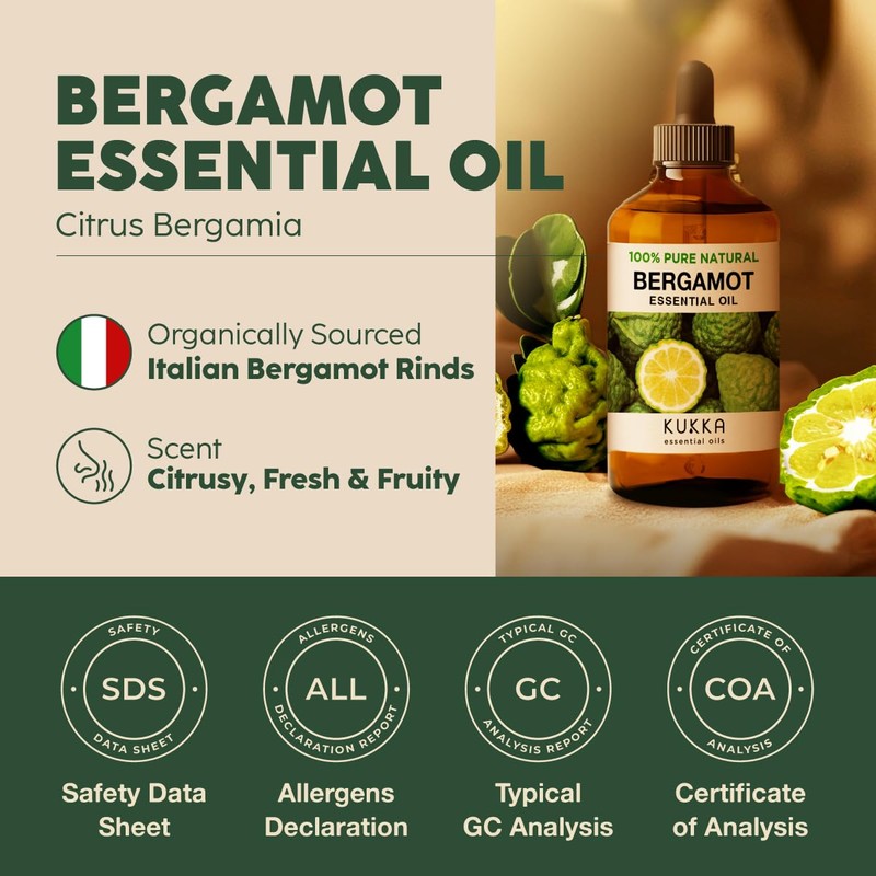 KUKKA essential oils Bergamot Essential Oil for Diffuser & Lavender