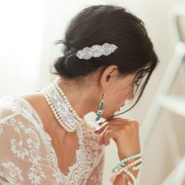 Milisten 2PCS Bridal Rhinestone Applique, DIY Wedding Sash Belt for DIY Bridal Wedding Dress Sash Women Crystal Belt, Silver