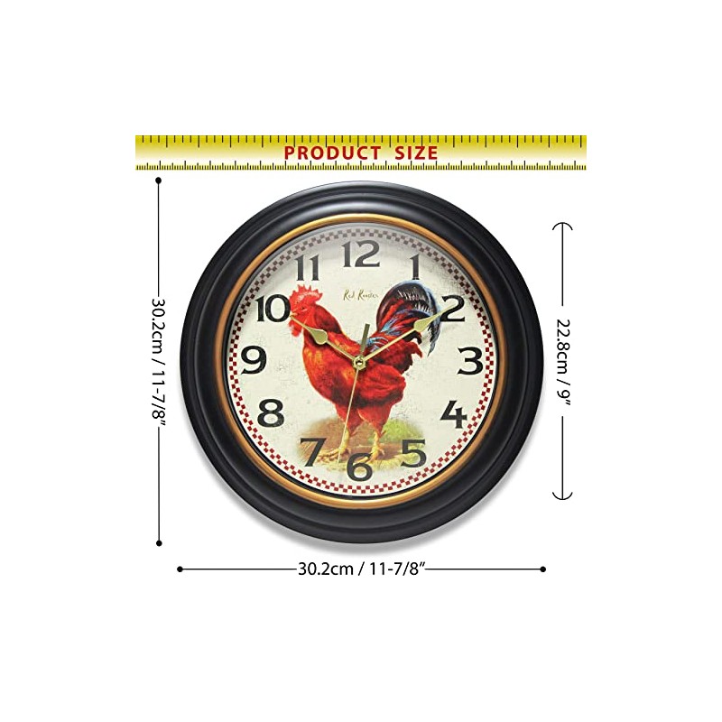 Infinity Instruments 12 inch Country Round Non-Ticking Silent Battery Operated