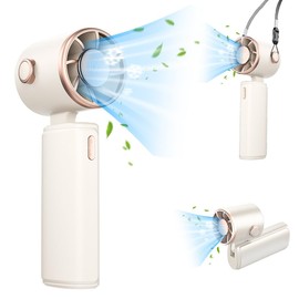 domikool Portable Fan 5-Speed Turbo LED Display 4000mAh Battery [16 hours+] USB Charging Personal 90° Folding Fan Portable Mini Fan Lanyard Suitable for travel/outdoor/home/office essentials