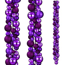Yuxung 2 Pcs Christmas Ball Garland 6 ft Ball Ornaments Christmas Bulb Garland Xmas Tree Bauble Decorations for Party Supplies Indoor Outdoor Home Office Decoration Accessories(Purple)