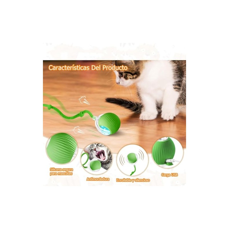 Juguete Eléctrico para Gatos y Perros - Pelota Rodante Automática,