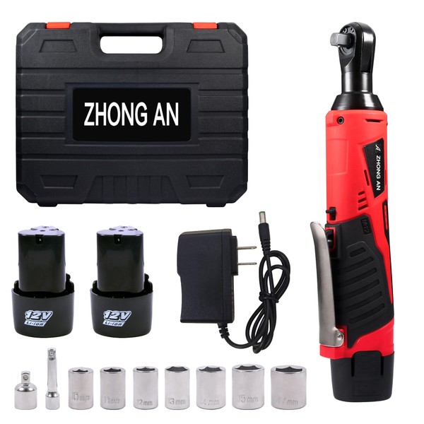 ZHONG AN Cordless Electric 3/8" Ratchet Wrench Set with Variable