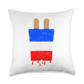 4th Of July Ice Pop Red White Blue American USA Flag Vintage Throw Pillow