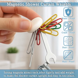 Momooda 6 Paar Duschvorhang Gewichte Magnet für Gardinen, Schwere Rostfreier Magnetische Silikon Vorhanggewichte für Vorhänge, Flaggen, Tischdecke hör Aufhören zu Blasen, Weiß