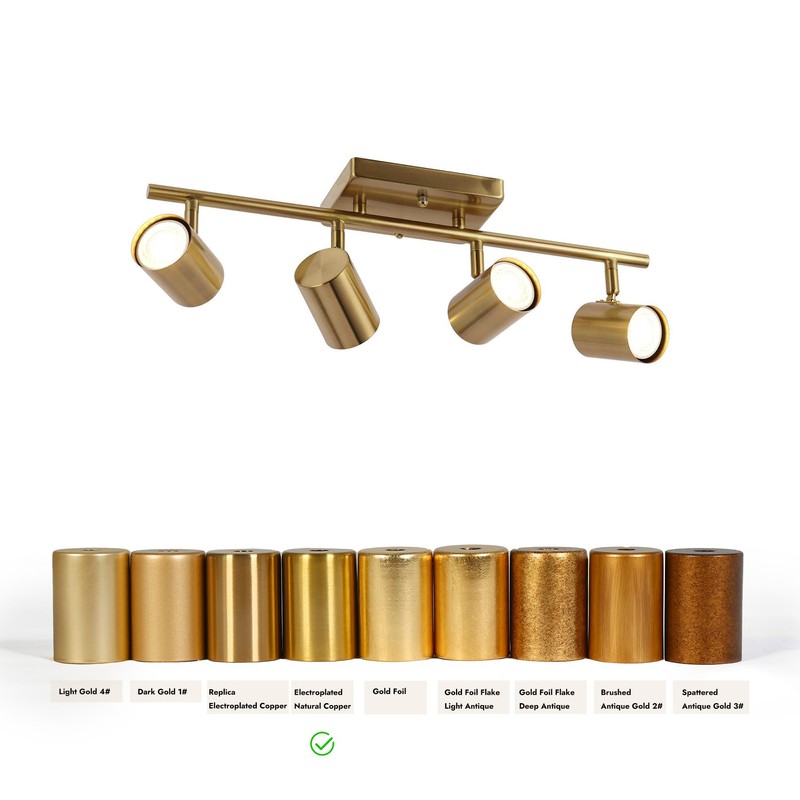 GEPOW Gold 4 Light LED Track Lighting Kit, Modern Brass
