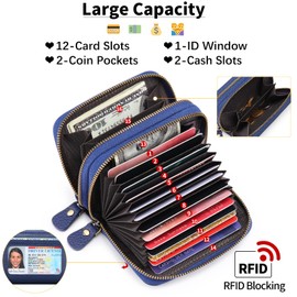 GOIACII Small Genuine Leather Wallet for Women, RFID Blocking Credit Card Holder Wallet