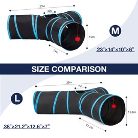 Tempcore 3-Way Collapsible Cat Tube Toys, Indoor Cat Tunnels with Peek Hole Toy Ball, Large Size