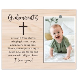 XJF Godparents Picture Frame - Baptism & Christening Gift, Religious Gift From Godparents to Godchild
