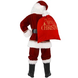 Boveco Christmas Men’s Santa Costume Set Adult 11 Pcs Deluxe Santa Claus Costume Suit Velvet for Xmas Holiday Party Cosplay XL