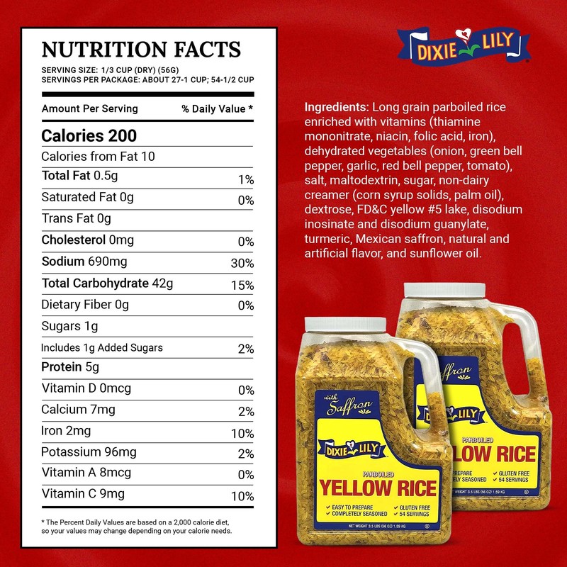 Dixie Lily Enriched Parboiled Yellow Rice Dinner, 3.5 Pound
