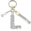 White A-Z Initials Letter Keychain Bling Sparkly Cute Pendant for