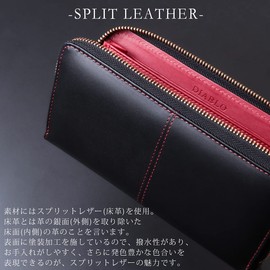 Diablo KA-513 Men's Long Wallet, Large Capacity, Leather, Zip Around Design, Color, Black x Blue