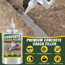 Concrete Crack Filler, Cement Crack Filler, High Elasticity Self Leveling Crack Sealant, Waterproof Concrete Caulk for Driveway, Walkway, Patio, Joint, Fast Drying