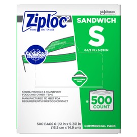 SC Johnson Professional Ziploc Sandwich Bags, Easy Open Tabs, 500 Count
