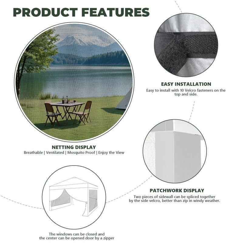 MordenApe Mesh Sidewall for 10x10 Pop Up Canopy - Straight