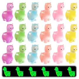 Keboyoe 18 Stück Leuchtende Mini-Alpaka Figurine mini Leuchtende Alpaka Mini Resin Alpaca Figures Glow in The Dark Miniature Alpaca Figures für Gartendeko,DIY Micro Landschaft Szenen,Heimdekorationen