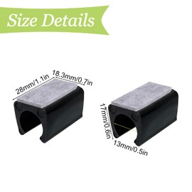 UFURMATE 40Pcs Plastic Chair Leg Floor Protectors With Felt Pads, U Shaped Tube Protectors Non-Slip Rectangle Tips Caps for Round Sled Base Legs (13mm, Black)