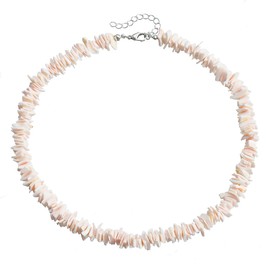White Puka Shell Necklace for Women Men Shell Beach Choker Necklace Bohemian Surfer Necklace Irregular Shell Necklace Boho Ocean Theme Summer Necklace Hawaiian Beach Charm Jewelry for Women (White)