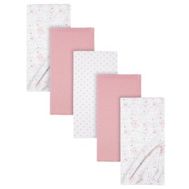 Gerber Girls Newborn Infant Baby Toddler Nursery 100% Cotton Flannel Receiving Swaddle Blanket, Rainbows Pink, (Pack of 5)