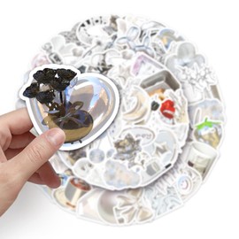 Silver Sticker Set 50 Pieces Cute Decoration for Car Laptop Skateboard Bicycle Moped Motorcycle Bicycle Computer Suitable for Adults Children
