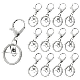 Kemcatui 40Pcs Lobster Claw Clasp Keychain, Silver Metal Key Ring Swivel Snap Hook Keychain, Split Clasp Keychain Accessories for Jewelry, DIY and Craft Making