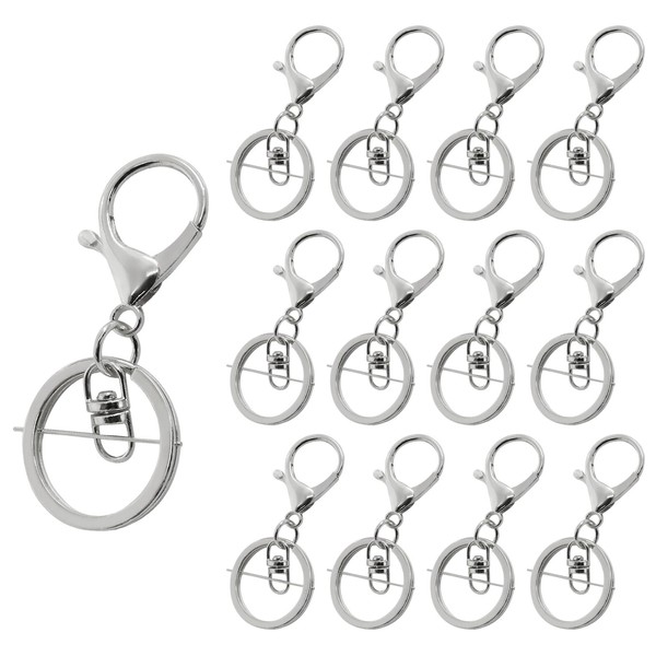 Kemcatui 40Pcs Lobster Claw Clasp Keychain, Silver Metal Key Ring