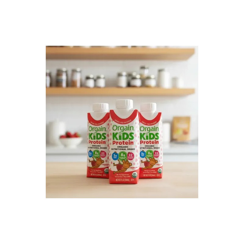 Orgain Kids Proteina Sabor Fresa Para Niño 3pack 244ml