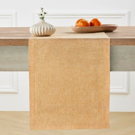 Solino Home Linen Table Runner 72 Inches Long - 100% Pure Linen Golden Nugget Dining Table Runner 14 x 72 Inch Ideal for Wedding, Parties - Athena