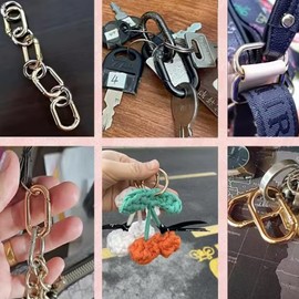 10 Pcs Spring Oval Rings, 25mm*12mm Oval Carabiner Snap, Zinc Alloy Buckle Oval Clips for DIY, Keyrings, Bags, Camping, Black