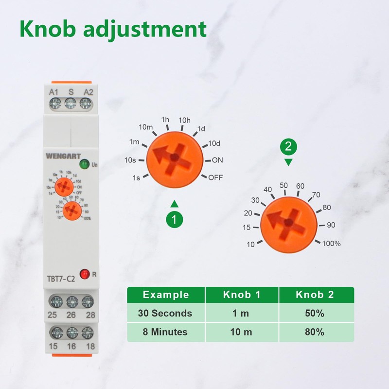 Wengart Delay Time Relay TBT7-C, Single Function Time Delay Relay,