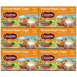 Celestial Seasonings Herbal Tea, Vermont Maple Ginger, Caffeine Free, 20 Count (Pack of 6)
