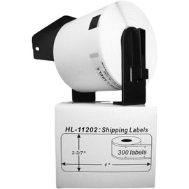 HOUSELABELS Compatible with DK-1202 Replacement Roll for Brother QL Label Printers; 300 Shipping Labels; 2-3/7" x 4" (62mm*100mm) with 1 Reusable Cartridge - 50 Rolls