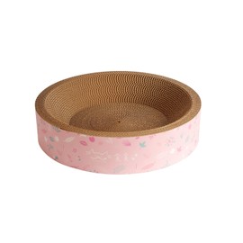 Cat Scratcher Lounge Bed | Durable Recycle Board for Furniture Protection | Cat Scratch Bowl (Baby Pink)
