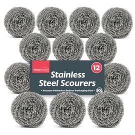 12pk SOL Stainless Steel Scourer, Wire Scourers, Metal Sponge, Pan Scourers, Heavy Duty Scouring Pads, Stainless Steel Scrubber for Kitchen, Metal Scourer, Stainless Steel Wire Scourer