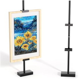mipintura Stylish Tabletop Picture Frame Stand, Adjustable Metal Easel for Artwork & Photos, Up to 29" H, Anti-Slip Design, Perfect for Home, Office & Showroom (Black)