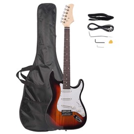 39 Inch Electric Guitar, Full-Size Beginner Guitar Kit with Gig Bag/Strap/Tremolo Bar/Cable/Picks/Strings (Sunset&White)