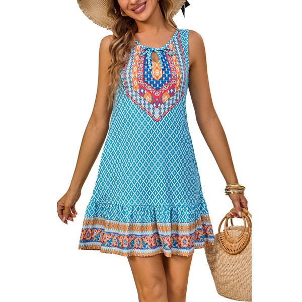 NWFZCCP Casual Summer Dress for Women: Sundress with Pockets, Sleeveless