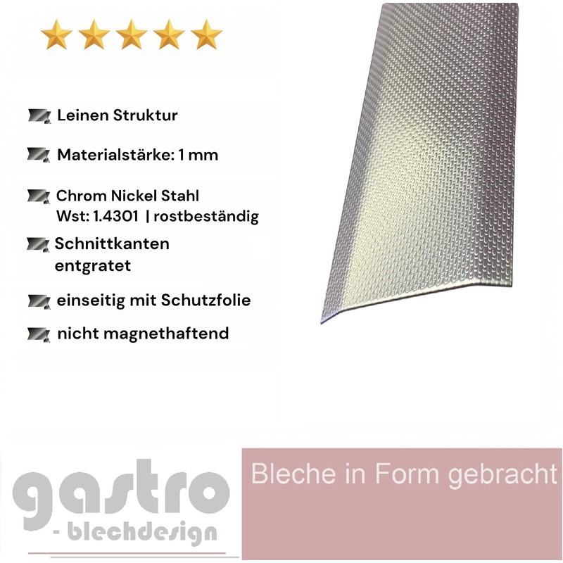 Gastro-Blechdesign Transition Profile - 125 x 6 cm - Door