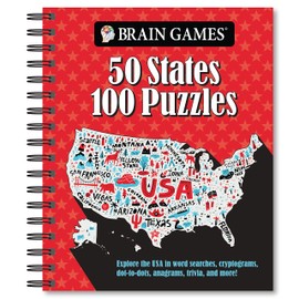 Brain Games - 50 States 100 Puzzles: Explore the USA in Word Searches, Cryptograms, Dot-To-Dots, Anagrams, Trivia, and More!
