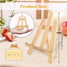 YAYODS 8 Pack 7 Inch Wooden Display Easel for Painting, Small Wood Easel Stand for Display Tabletop Wood Tripod Easel for Small Canvases Holder, Photo, Picture, Plate