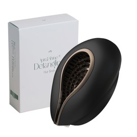 Uffy Spiral Shine Detangling Hair Brush for Wet & Dry Hair, Shower Detangler, Travel Brush — Anti-Frizz Bristles, Tangle-Free, Reduces Breakage, Ergonomic Handle, Obsidian Black