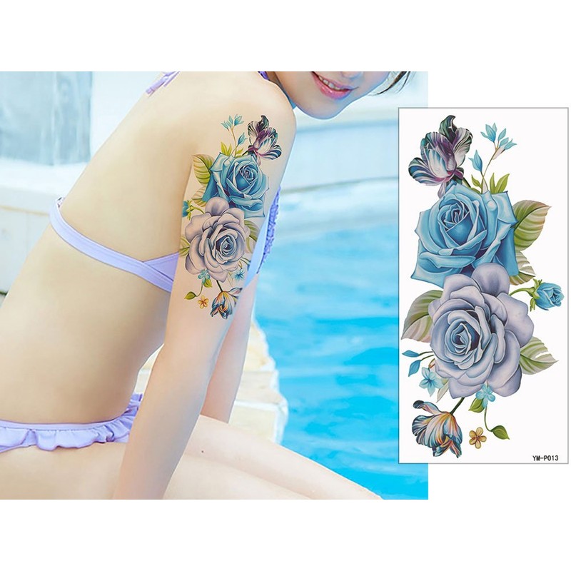 The Fantasy ymp6007 Tattoo Sticker, Rose, Flower, Lotus, Regular Size,
