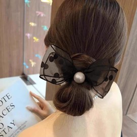 Ribbon, Dot Pattern, Set of 2, Hair Elastic, Silk Satin Hair Care, Hair Accessories, Hair Arrangement, Hair Band, Women's, Simple, Basic, Cute, Hair Accessories, Hair Ornament, Anti-Slip